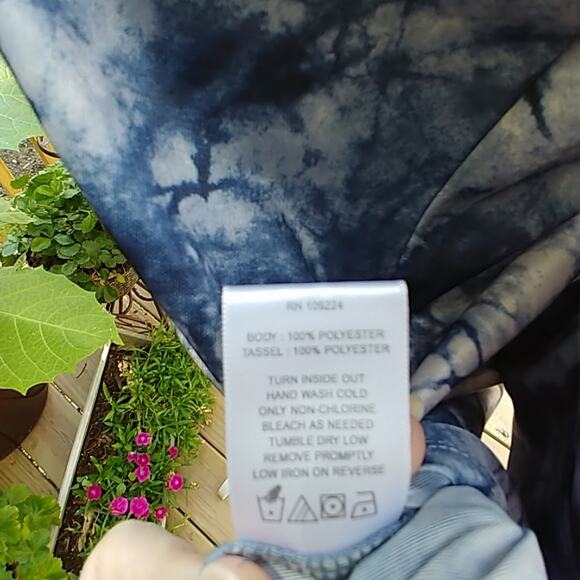 Indigo Soul Tunic Tassles Fringe Blue/White Large Blouse Top - Picture 7 of 7